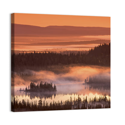 Lapland Sunrise Over Misty Lake Wall Art