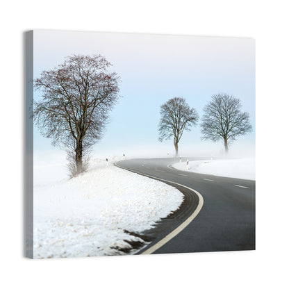 Foggy Winter Road Wall Art