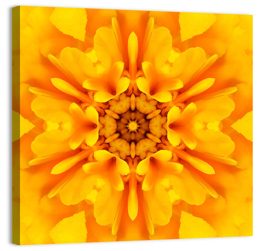 Golden Dahlia Mandala Wall Art, canvas print, square