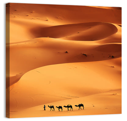 Desert Camel Caravan in Golden Dunes Wall Art