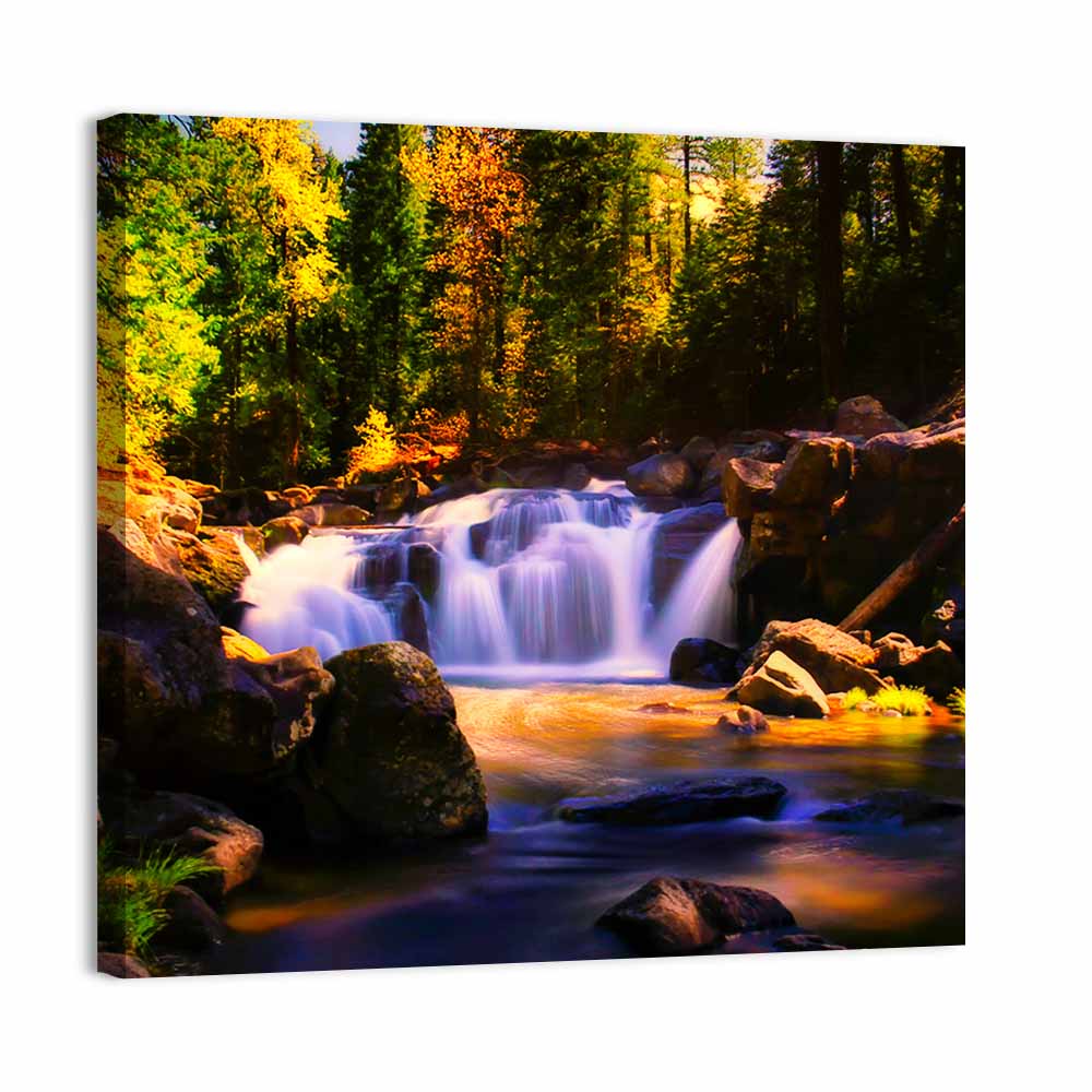 Autumn Mountain Waterfall Wall Art