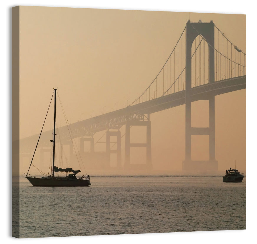 Newport Bridge in Golden Haze Wall Art
