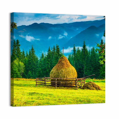 Haystack in Mountain Meadow Wall Art