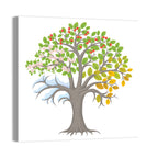 Four Seasons Apple Tree Illustration Wall Art
