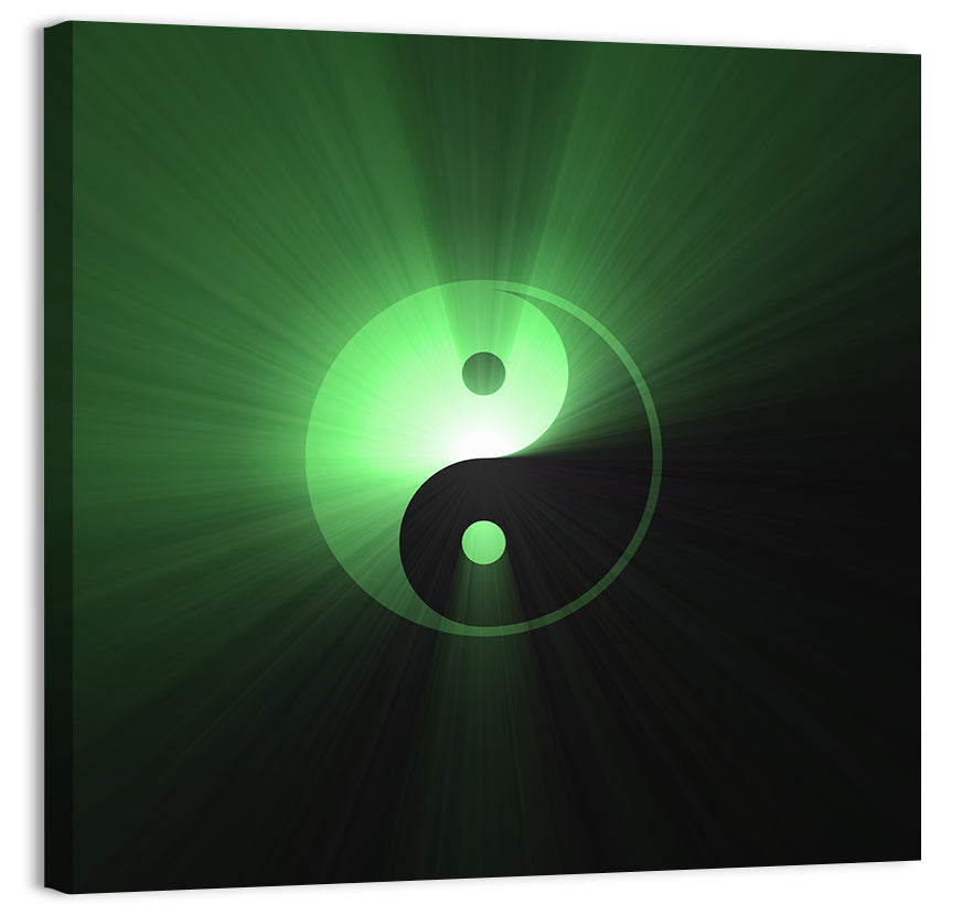 Green Glowing Yin Yang Wall Art