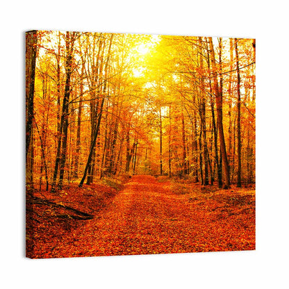 Golden Autumn Forest Path Wall Art