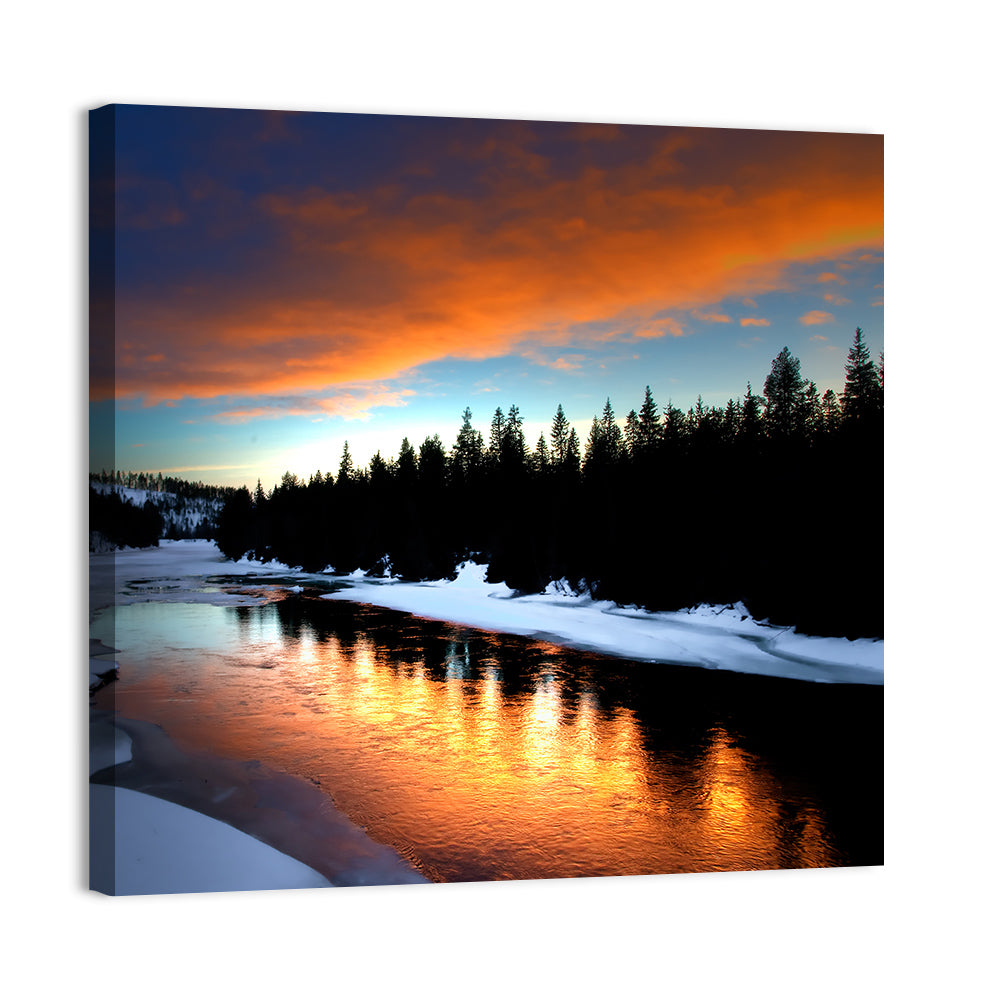 Golden Sunset Over Snowy River Wall Art