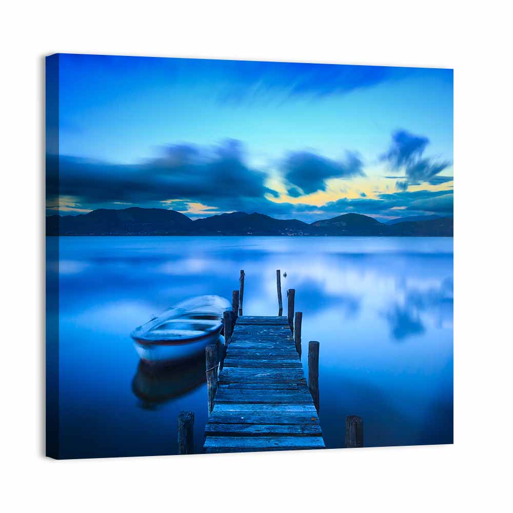 Boat and Wooden Pier Wall Art