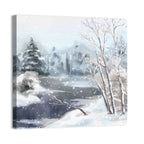 Snowy Stream in Winter Forest Wall Art