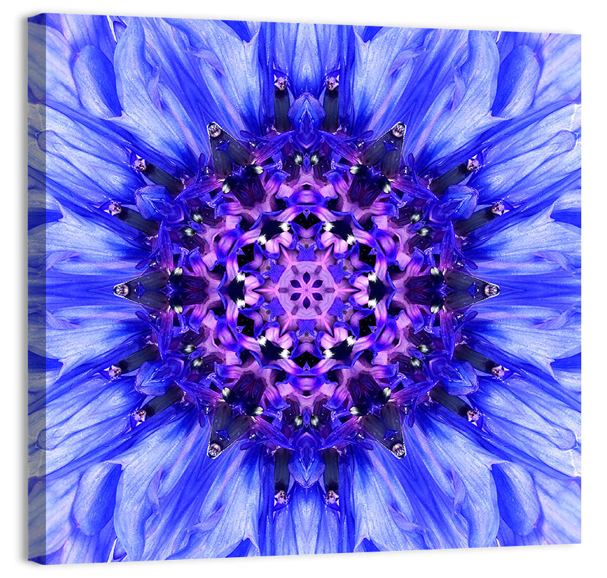 Kaleidoscopic Cornflower Mandala Wall Art