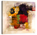 Bold Color Block Abstract with Black Circle Wall Art
