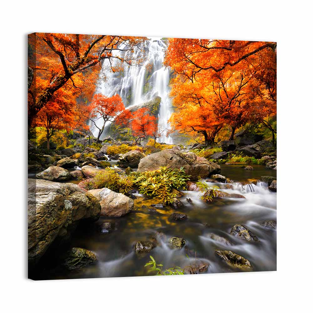 Autumn Forest Waterfall Wall Art