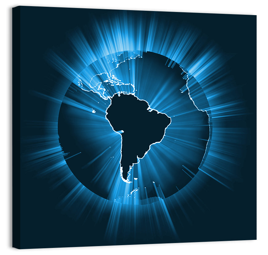 Glowing South America Map Wall Art