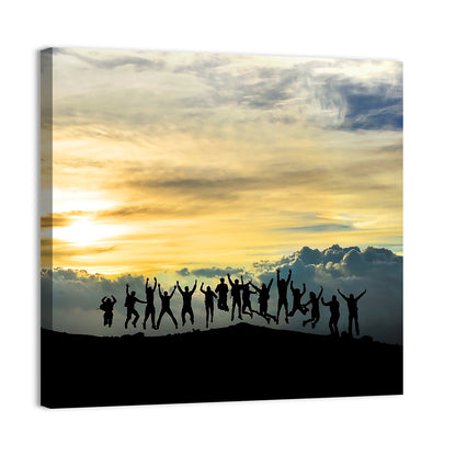 Golden Team Silhouettes at Sunset Wall Art