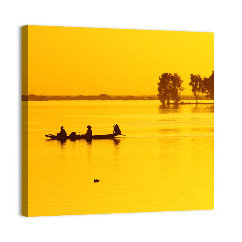 Pirogue at Golden Dusk Wall Art