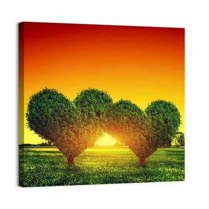 Heart Trees at Golden Sunset Wall Art