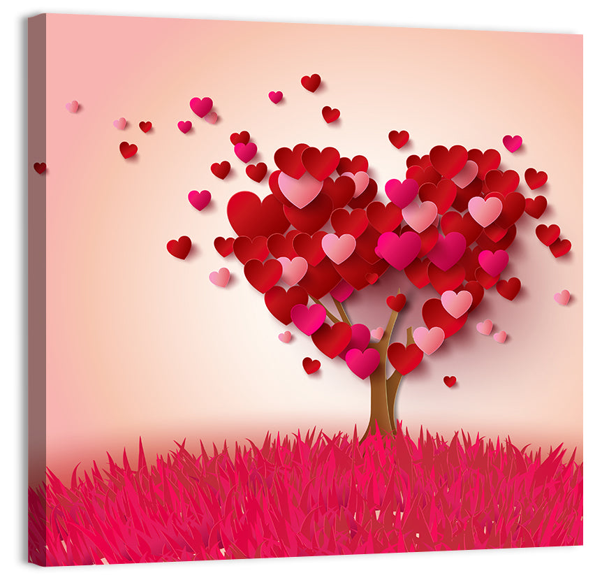 Whimsical Heart Tree Illustration Wall Art