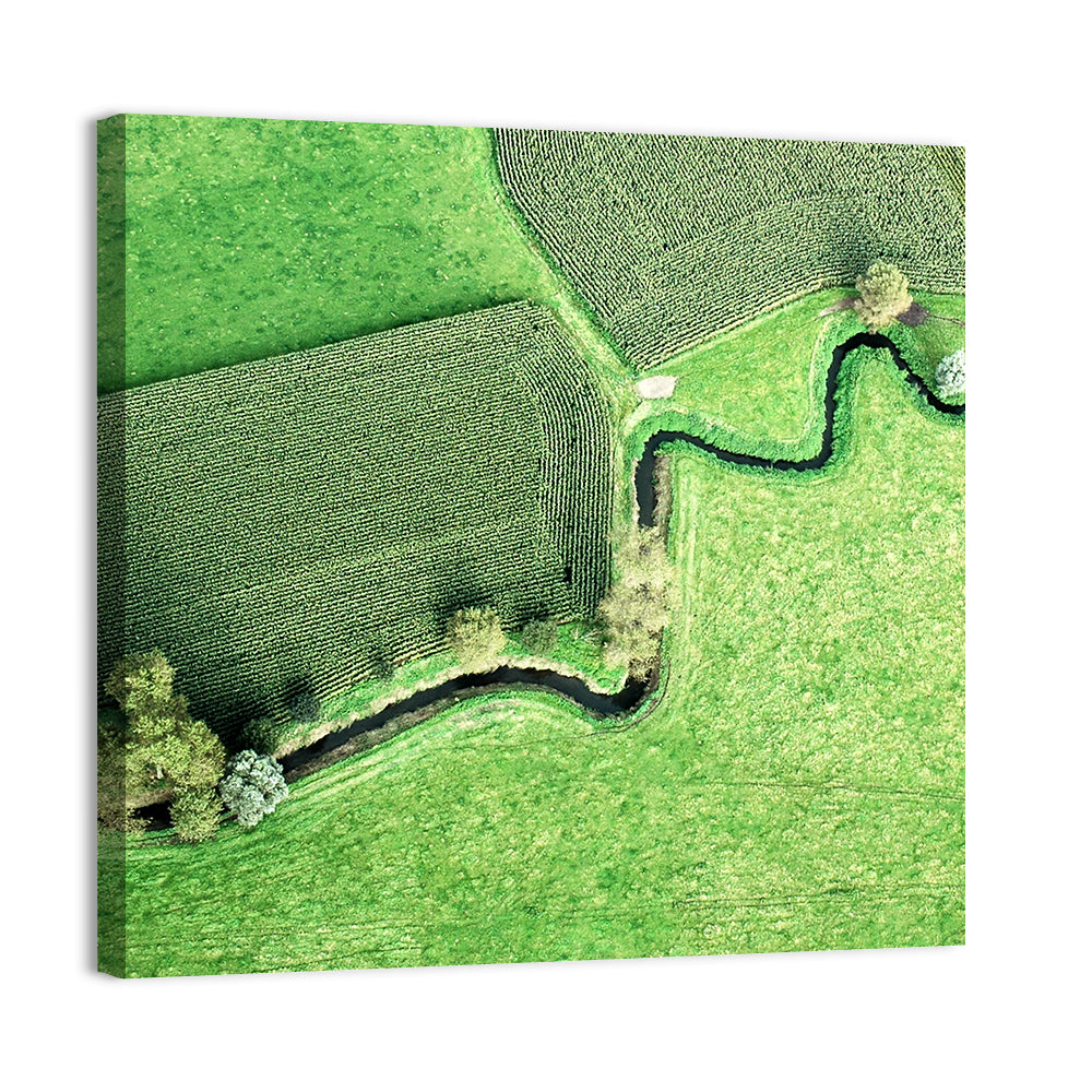 Meandering Stream Over Farmland Wall Art