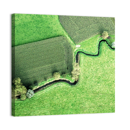 Meandering Stream Over Farmland Wall Art