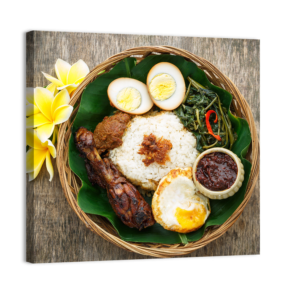 Nasi Campur in Woven Basket Wall Art