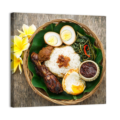 Nasi Campur in Woven Basket Wall Art
