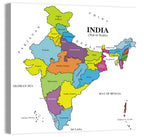 Colorful Political Map of India Wall Art