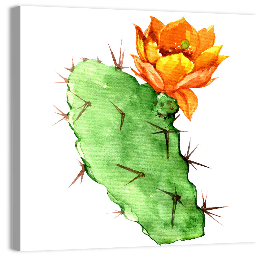 Opuntia Cactus Watercolor Wall Art