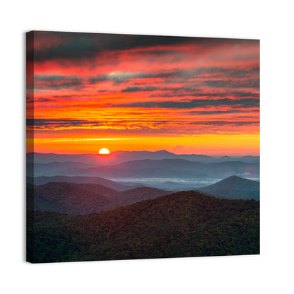 Blue Ridge Sunrise Over Misty Ridges Wall Art
