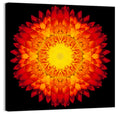 Radiant Red Kaleidoscopic Mandala Flower Wall Art