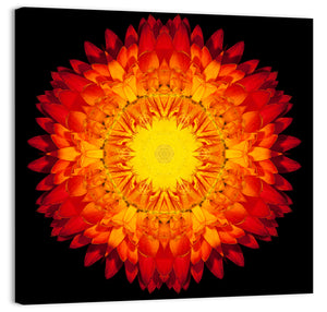 Red Mandala Flower Wall Art