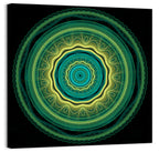 Hypnotic Teal Glow Mandala Wall Art