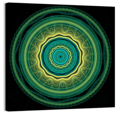 Hypnotic Teal Glow Mandala Wall Art