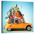 Orange Vintage Car Road Trip Getaway Wall Art