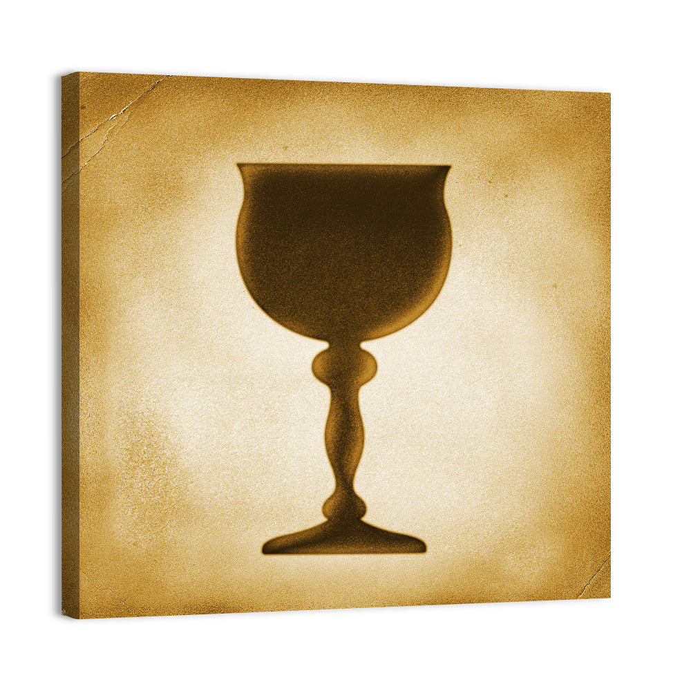Holy Grail Chalice Illustration Wall Art, canvas print, square