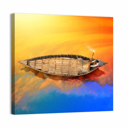 Sunset Rowboat from Above Wall Art