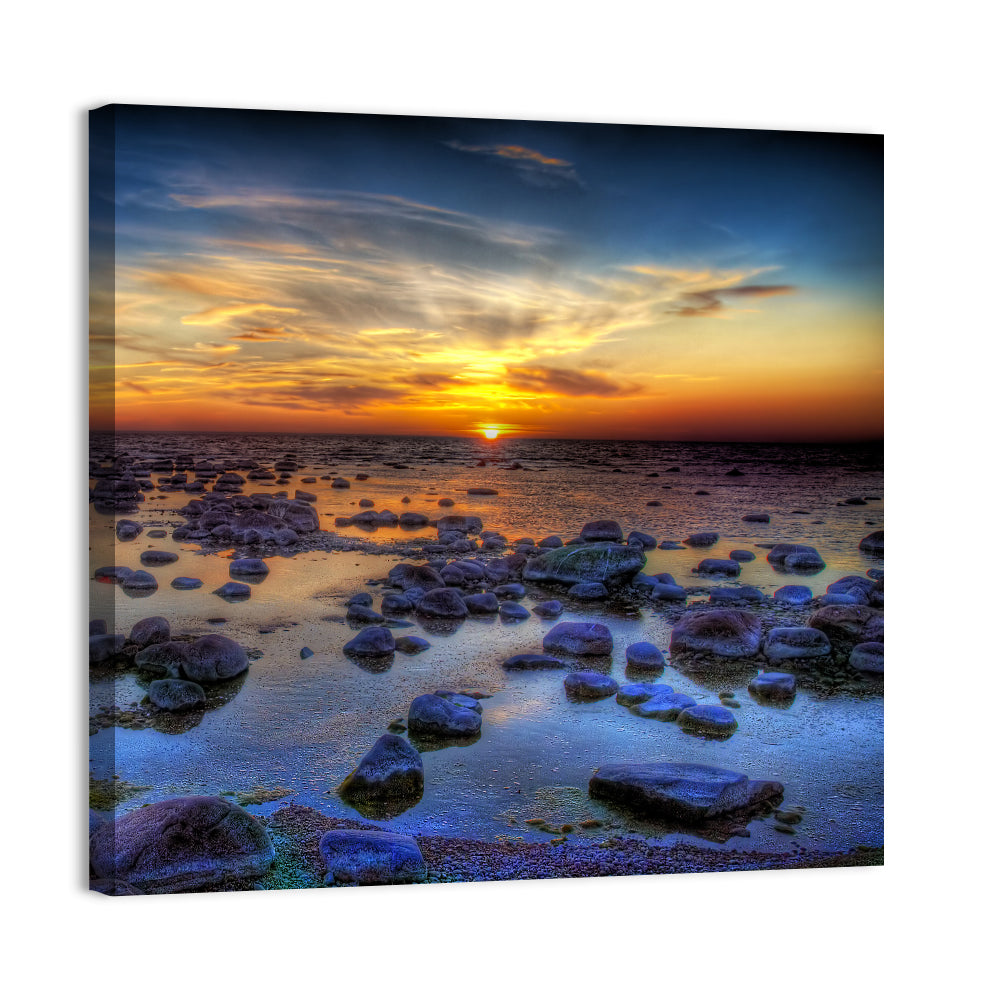 Sea Stones at Sunset Wall Art