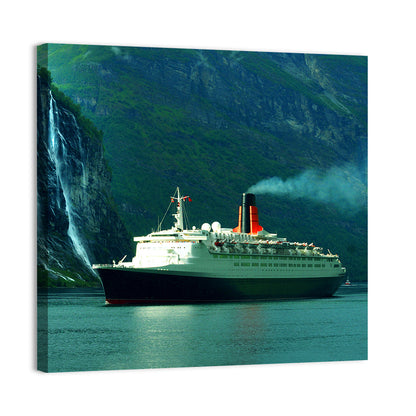 Cruise Ship at Geiranger Fjord Wall Art