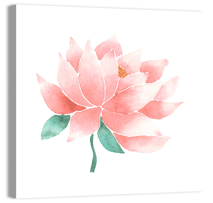 Soft Pink Lotus Watercolor Wall Art as a canvas print