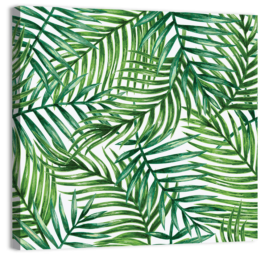 Palm Leaves Pattern Wall Art, canvas print, square
