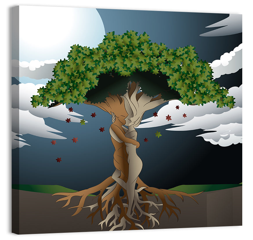 Moonlit Lovers Tree Wall Art