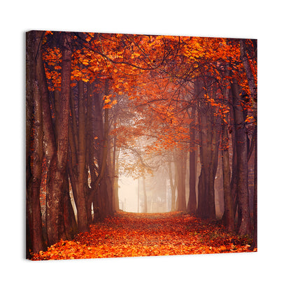 Misty Autumn Forest Path Wall Art