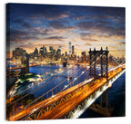 Manhattan Bridge Dusk Light Trails Wall Art