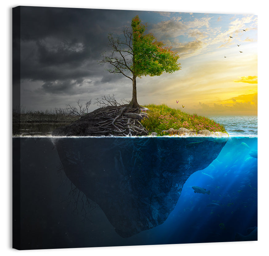 Split Island Tree of Duality Wall Art