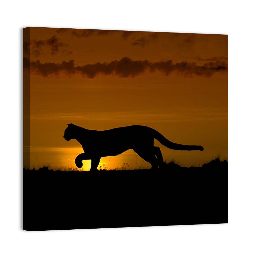 Cougar Silhouette at Sunset Wall Art