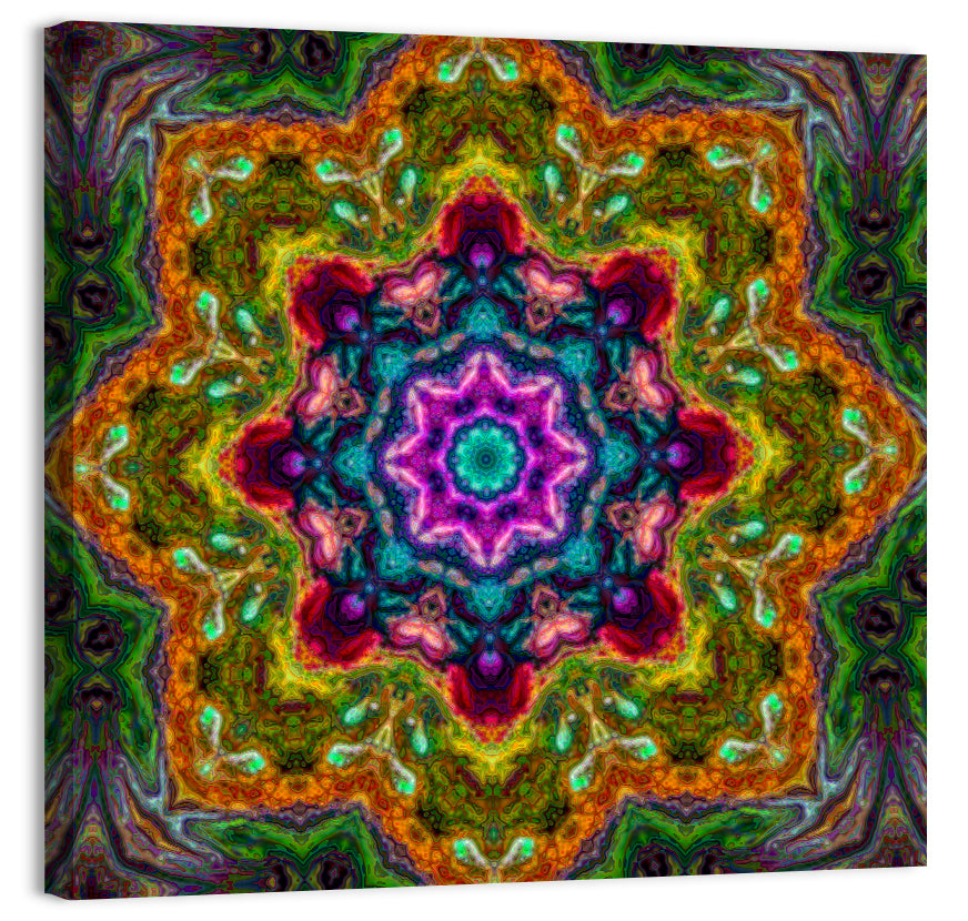 Vibrant Kaleidoscopic Mandala Ornament Wall Art