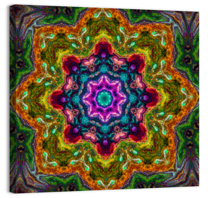 Vibrant Kaleidoscopic Mandala Ornament Wall Art