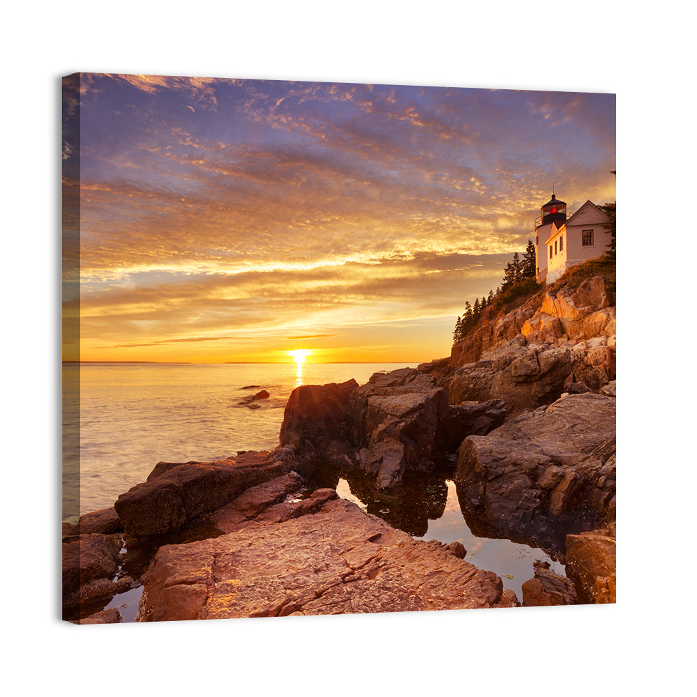 Bass Harbor Head Light at Sunset Wall Art