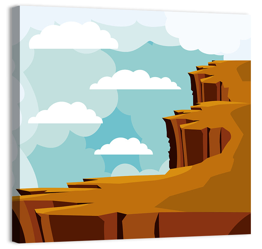 Minimalist Desert Cliffs Wall Art, canvas print, square