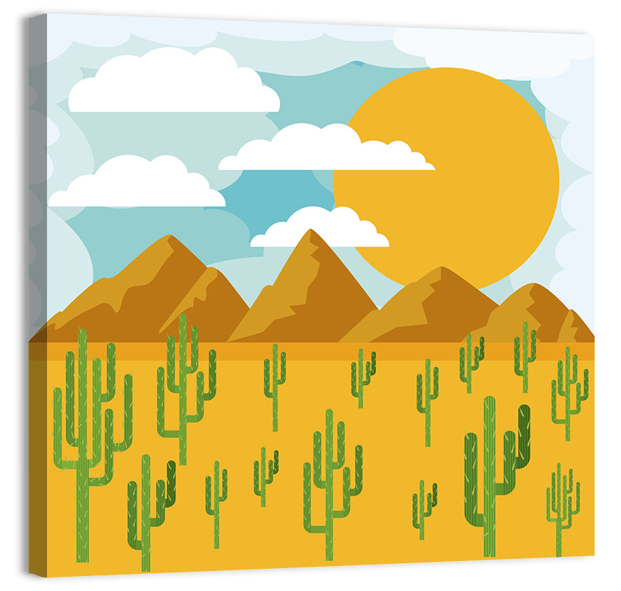 Sunny Desert Landscape Wall Art, canvas print, square