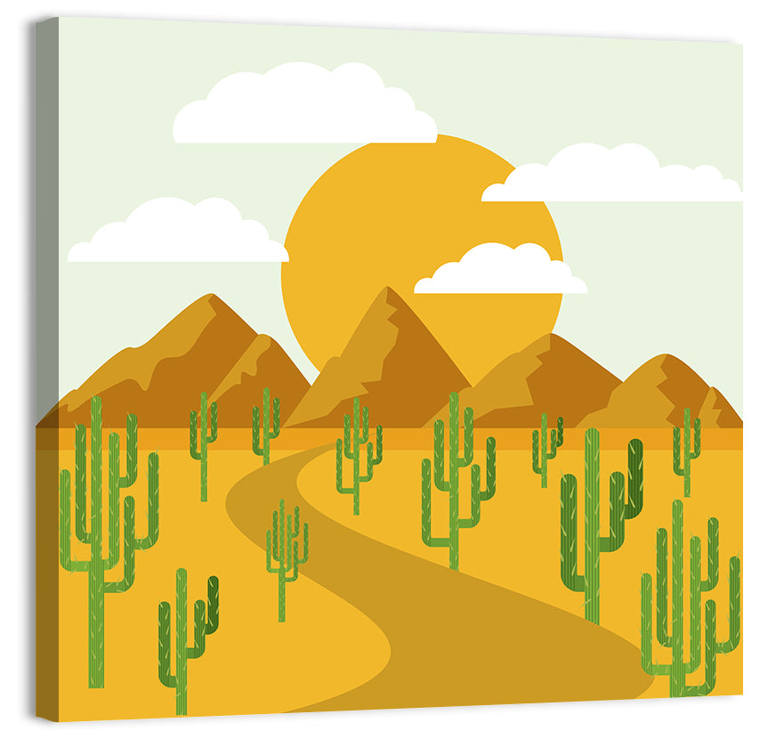 Cloudy Desert Road Wall Art, canvas print, square